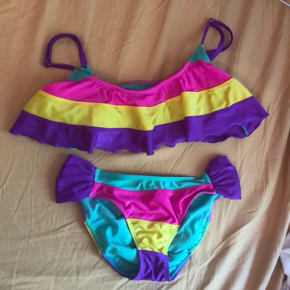 Two piece multicolored preteen bikini